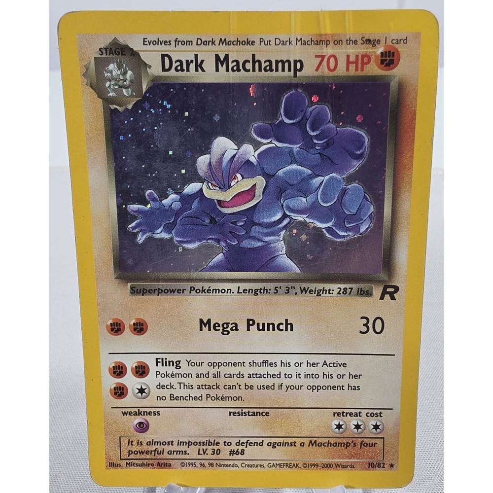 Vintage Pokemon Card Holo Team Rocket Dark Machamp 10/82